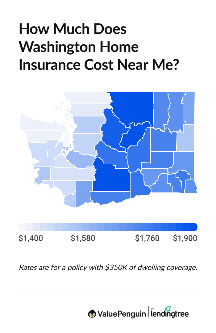 Graph showing the cost of WA home insurance by county